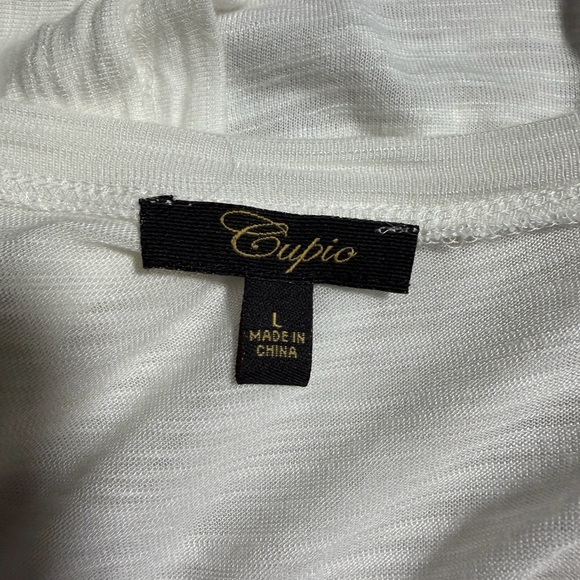 Cupio Cream Abstract Medallion V-Neck Slub Knit Top Size Large - Picture 9 of 11